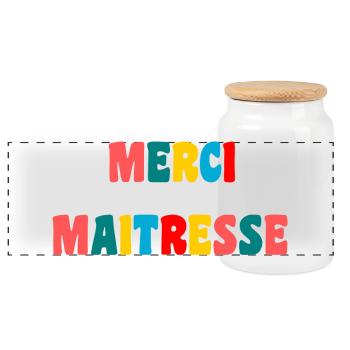 MISTRESS. THANK YOU. THANK YOU MISTRESS - Panoramic Cookie Jar with Wooden Lid - white - Front