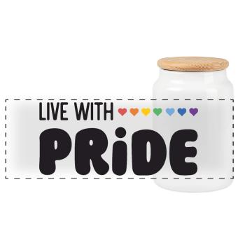 LGBTQ Pride Month - Live with Pride - Panoramic Cookie Jar with Wooden Lid - white - Front