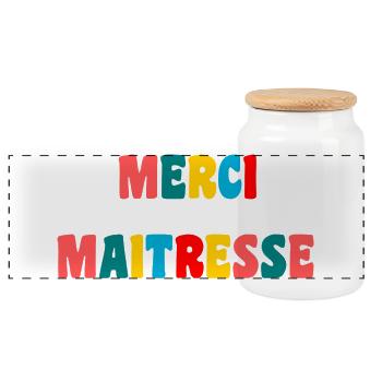 THANK YOU. MISTRESS. MASTER. THANK YOU MISTRESS - Panoramic Cookie Jar with Wooden Lid - white - Front