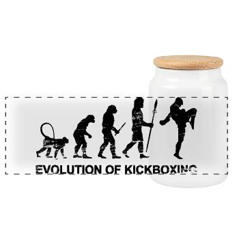 Evolution des Kickboxens - Panorama Keksdose mit Holzdeckel - Weiß - Vorne