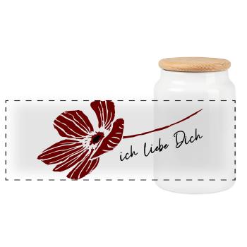 I love you - Panoramic Cookie Jar with Wooden Lid - white - Front