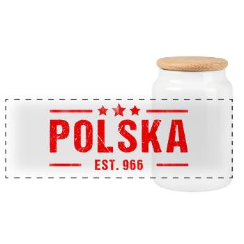POLEN ROT EST 966 - Panorama Keksdose mit Holzdeckel - Weiß - Vorne
