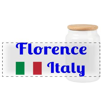 Florence, Italy - Stylish prints - Panoramic Cookie Jar with Wooden Lid - white - Front
