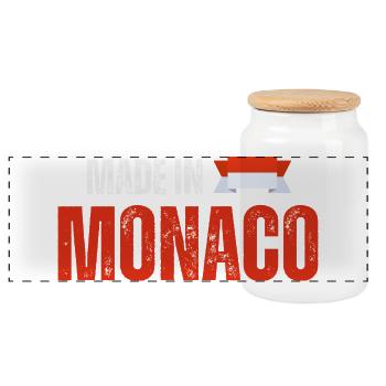 Made in Monaco, Monegasque pride - Panoramic Cookie Jar with Wooden Lid - white - Front