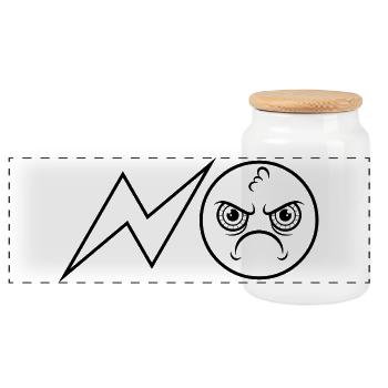 NON / Non / Non / Jamais / Non - Boîte à biscuits avec couvercle en bois - blanc - Devant