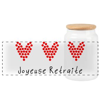 RETIREMENT. RETIREMENT. RETIRED. RETIREMENT - Panoramic Cookie Jar with Wooden Lid - white - Front