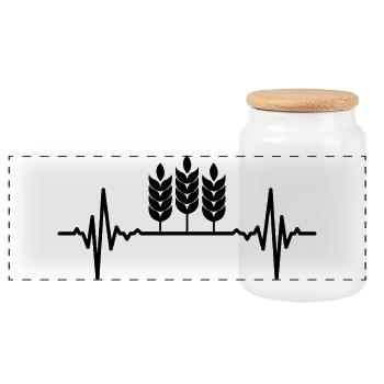 Battement de cœur de la culture du blé - Boîte à biscuits avec couvercle en bois - blanc - Devant