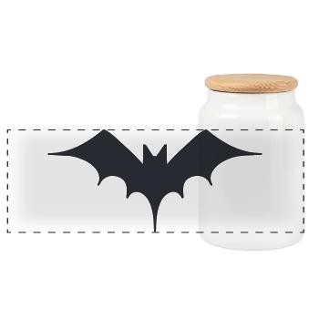 Fledermaus Halloween Kunst - Panorama Keksdose mit Holzdeckel - Weiß - Vorne