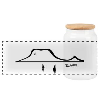 Balaton - Panoramic Cookie Jar with Wooden Lid - white - Front