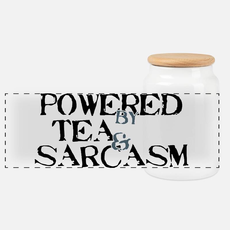 Powered by Tea & Sarcasm - Panorama Keksdose mit Holzdeckel - Weiß