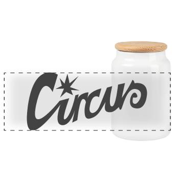 Lettrage « Circus » - Boîte à biscuits avec couvercle en bois - blanc - Devant