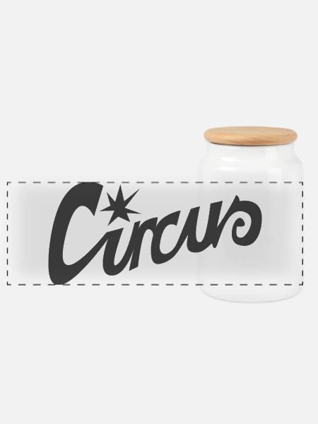 Lettering "Circus" - Panoramic Cookie Jar with Wooden Lid - white