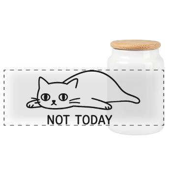 Not Today - Panoramic Cookie Jar with Wooden Lid - white - Front