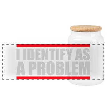 Je m’identifie comme un problème Énoncé Effronté Rebelle - Boîte à biscuits avec couvercle en bois - blanc - Devant