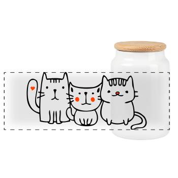 drei kleine Katzen - Panorama Keksdose mit Holzdeckel - Weiß - Vorne