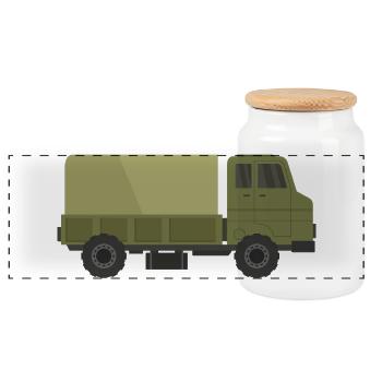 Camion militaire - Boîte à biscuits avec couvercle en bois - blanc - Devant