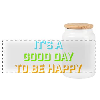 Bonjour sois heureux Motivation positive Dire bonheur - Boîte à biscuits avec couvercle en bois - blanc - Devant
