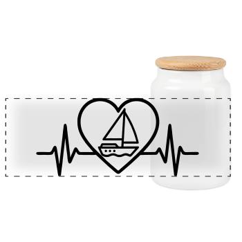 Heart Sailing – Passion Voilier - Boîte à biscuits avec couvercle en bois - blanc - Devant