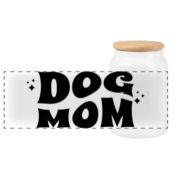 Dog Mom Love Design - Panorama Keksdose mit Holzdeckel - Weiß - Vorne