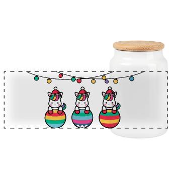3 Amis des Babioles de Noël des licornes - Boîte à biscuits avec couvercle en bois - blanc - Devant