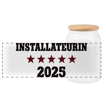 2026 Plumber Occupation Completion of apprenticeship passed - Panoramic Cookie Jar with Wooden Lid - white - Front
