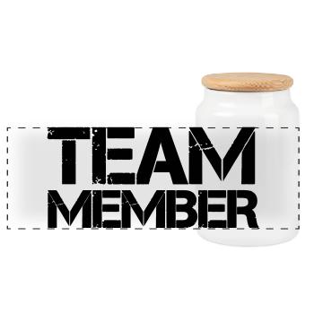 team_member - Panoramic Cookie Jar with Wooden Lid - white - Front