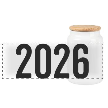 Réveillon du Nouvel An 2026 - Boîte à biscuits avec couvercle en bois - blanc - Devant
