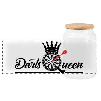 Darts Queen - Panoramic Cookie Jar with Wooden Lid - white - Front
