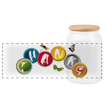 Thank you - Panoramic Cookie Jar with Wooden Lid - white - Front