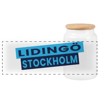 Lidingö Stockholm Diagonal Logo - Boîte à biscuits avec couvercle en bois - blanc - Devant