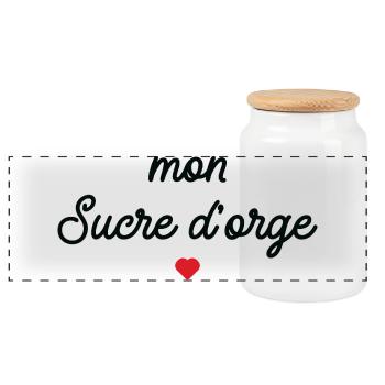 Mon Sucre d'Orge Script Cœur Rouge - Boîte à biscuits avec couvercle en bois - blanc - Devant