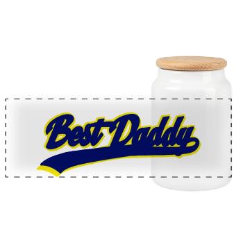 Meilleure typographie Daddy Retro Sport - Boîte à biscuits avec couvercle en bois - blanc - Devant