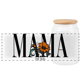 Mama – Florale Vintage Blume Geschenkidee - Panorama Keksdose mit Holzdeckel - Weiß - Vorne
