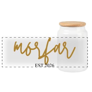 Morfar est 2026 - Boîte à biscuits avec couvercle en bois - blanc - Devant