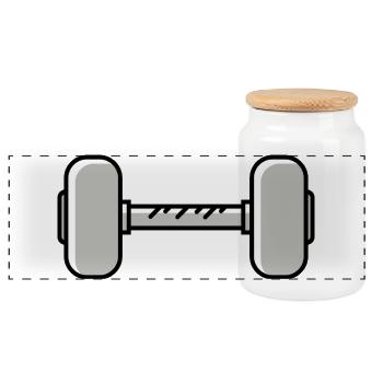 Dumbbell weights icon - Panoramic Cookie Jar with Wooden Lid - white - Front