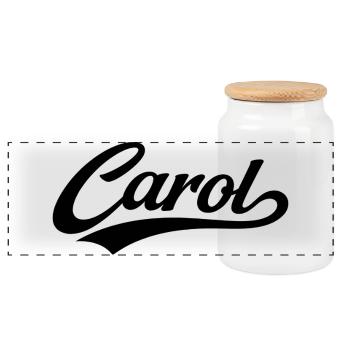 Carol, nom, premier nom, cadeaux de famille, - Boîte à biscuits avec couvercle en bois - blanc - Devant