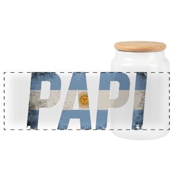 Papi Argentinien Flagge Vintage Papa - Panorama Keksdose mit Holzdeckel - Weiß - Vorne