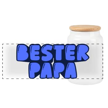 Bester Papa - Panorama Keksdose mit Holzdeckel - Weiß - Vorne