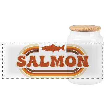 Retro Salmon River Angel-Vibe - Panorama Keksdose mit Holzdeckel - Weiß - Vorne