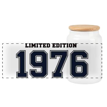 Édition limitée 1976 College Vintage Birthday - Boîte à biscuits avec couvercle en bois - blanc - Devant