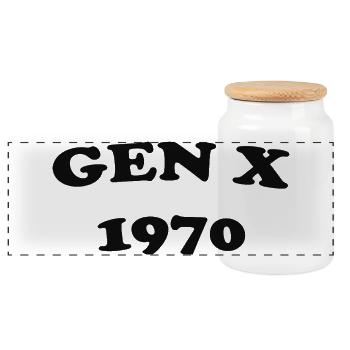 Gen X 1970's Retro Banner - Panoramic Cookie Jar with Wooden Lid - white - Front