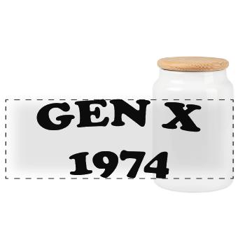 Génération X 1974 Style Vintage - Boîte à biscuits avec couvercle en bois - blanc - Devant