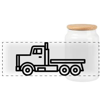 camion - Boîte à biscuits avec couvercle en bois - blanc - Devant