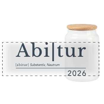 Abitur 2026 - Panorama Keksdose mit Holzdeckel - Weiß - Vorne