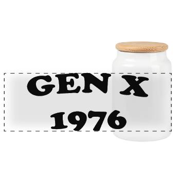 Gen X 1976 Retro Logo - Panorama Keksdose mit Holzdeckel - Weiß - Vorne