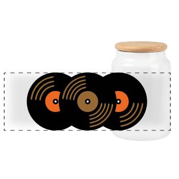 Collection de disques vinyles Fan de musique - Boîte à biscuits avec couvercle en bois - blanc - Devant