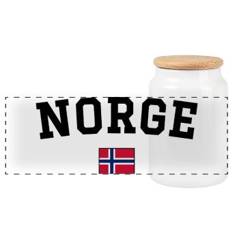 Norwegen Flagge Design Schwarz - Panorama Keksdose mit Holzdeckel - Weiß - Vorne