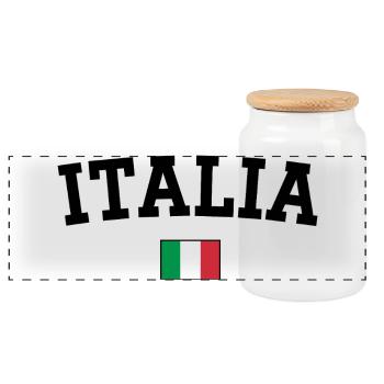 Italien Flagge Design Schwarz - Panorama Keksdose mit Holzdeckel - Weiß - Vorne