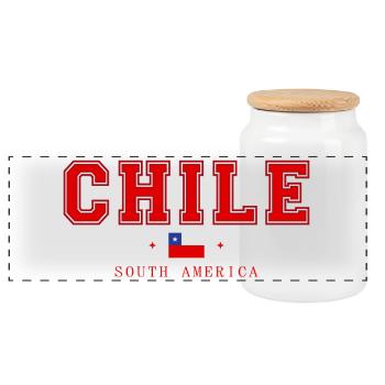 Chile - Panorama Keksdose mit Holzdeckel - Weiß - Vorne