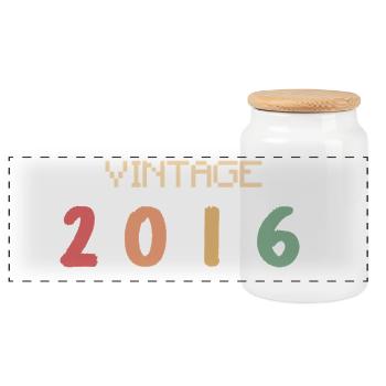 Vintage Watercolor 10 Year Anniversary Party 2016 - Panoramic Cookie Jar with Wooden Lid - white - Front